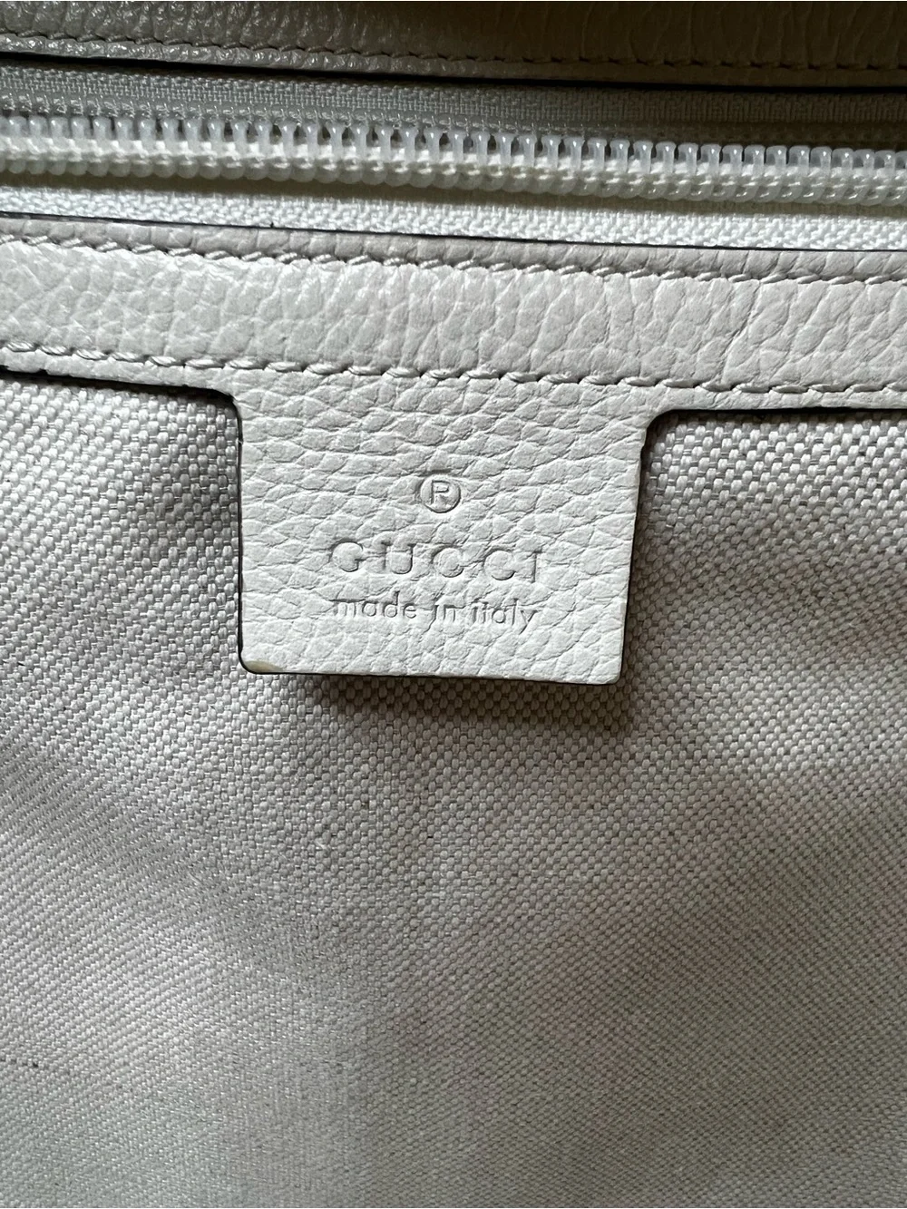 Gucci Print Large Ivory Leather Web Logo Backpack 547834